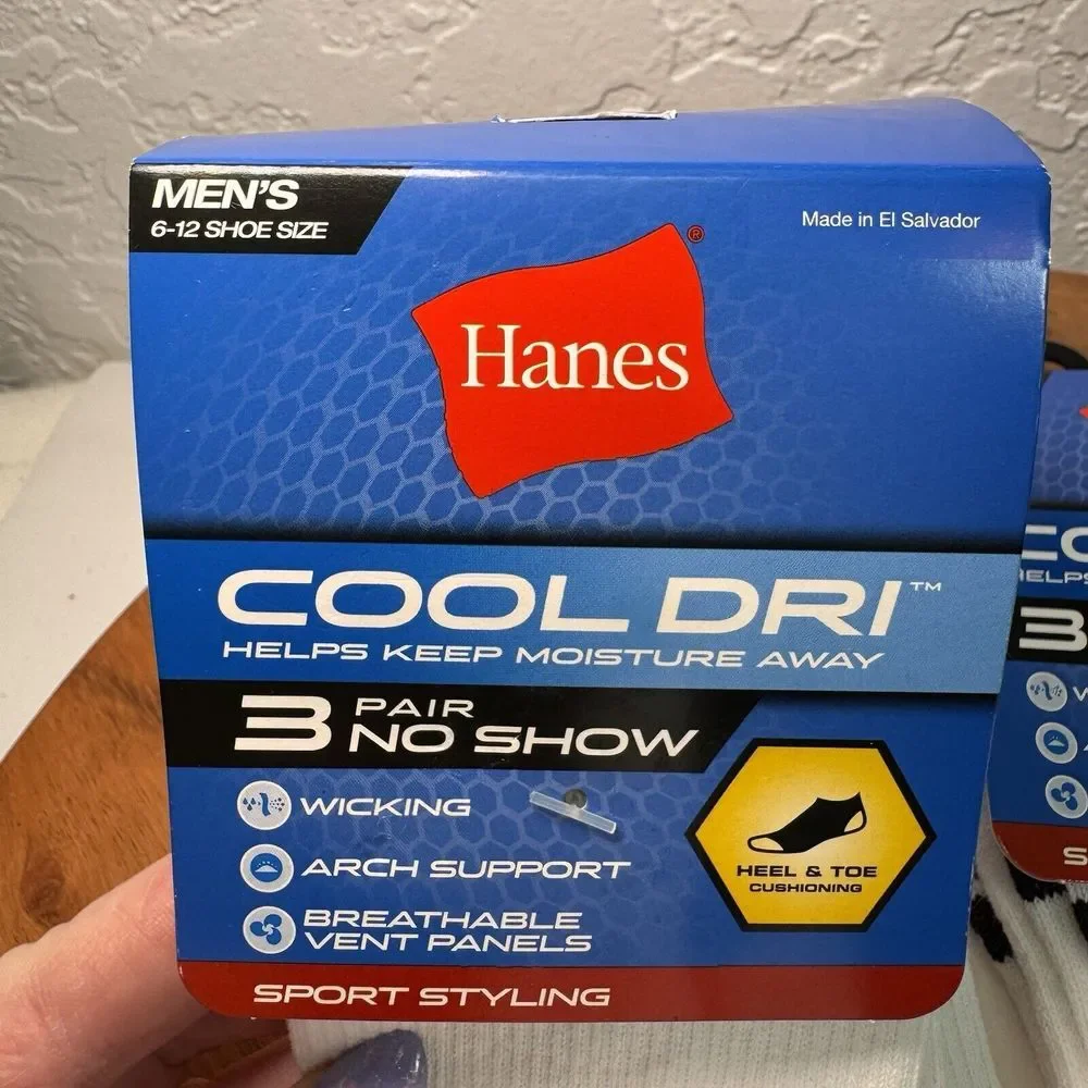 Hanes Men's Cool Dri™ No Show Socks With Ventilation 6-Pack shoe size 6-12 White